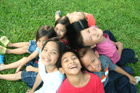 group of children on grass