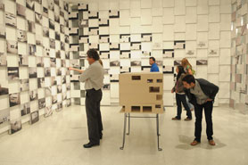 Visitors viewing the exhibition MIX