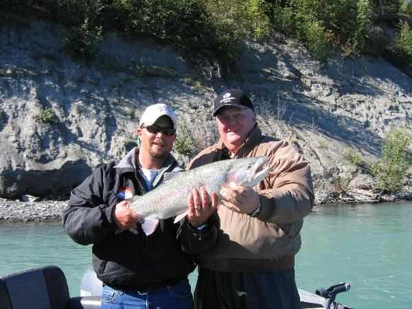 GuideTodd and guest Steve Smith with rainbow trout