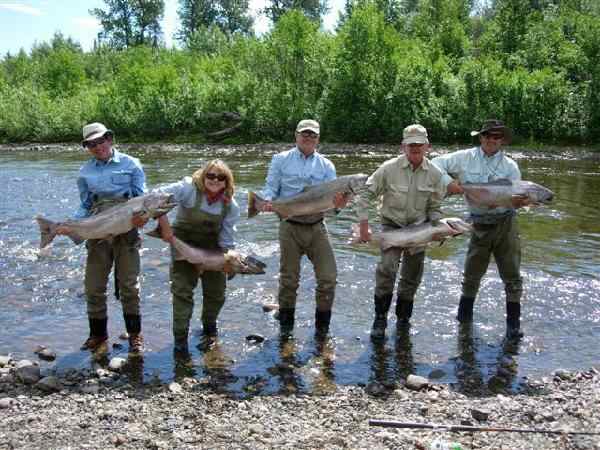 The Lewis party with their catch of king salmon on the Chuitna River