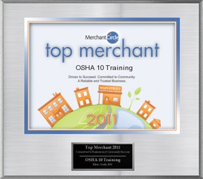 OSHA 10 top merchant award