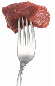 Steak on Fork