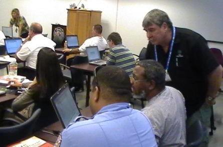 Color photo of hands-on GIS training for public safety