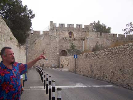 David acting as tour guide to the Western Walll