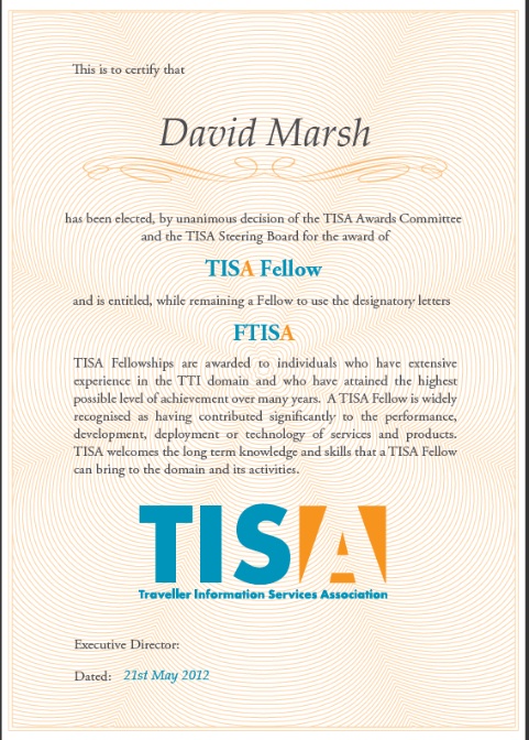 TISA Fellowship Certificate