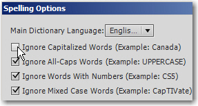 Captivate 5's spelling options