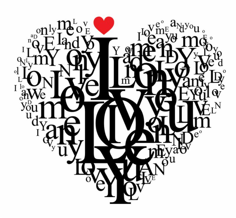 Heart shape from letters - typographic composition - for VECTOR version visit my portfolio
