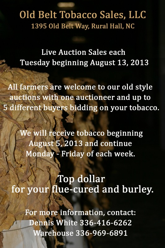 Old Belt Tobacco Sales: Welcome to our old style auction