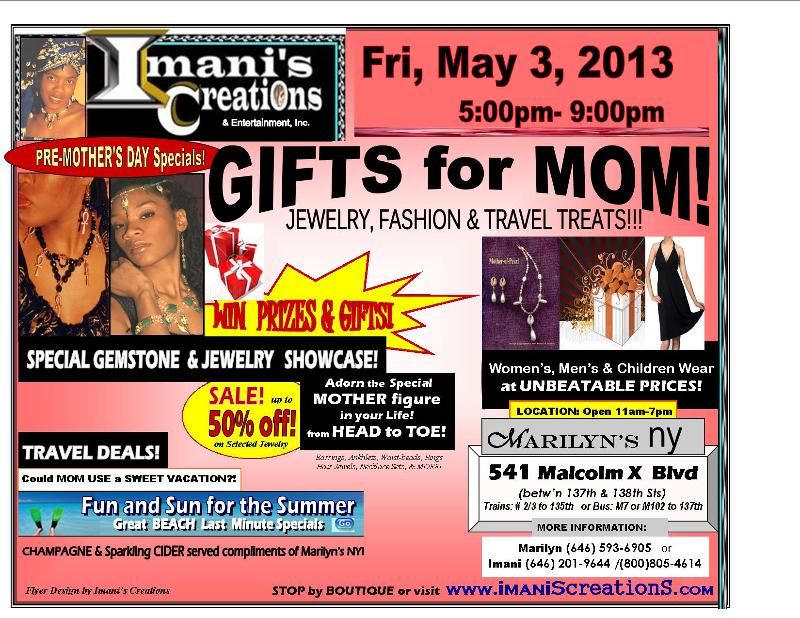 FLYER- Pre- MOTHER's DAY at MARILYN'S NY