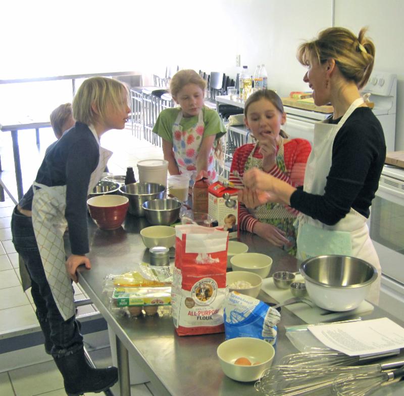 Mary Making Crepes with Children