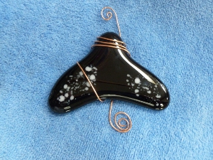 Fused Glass & copper wire Whale Fluke by Sandra Dubpernell