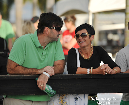 Angela Peavy's parents enjoying the Para-Dressage preview at the Adequan Global Dressage Festival CPEDI3* in Wellington, FL. Photo by Lindsay McCall