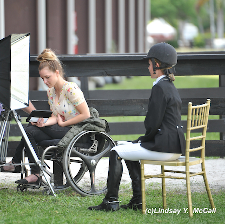 Cambry Kaylor (USA) Grade Ib on the left helps interview Elle Woolley (USA) Grade III. Photo by Lindsay McCall
