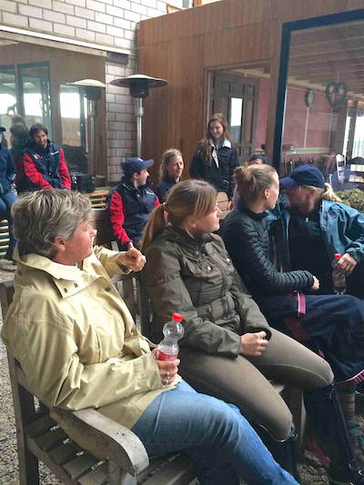 Team USA and support staff in Aachen having a team meeting during training camp. Photo courtesy of Sydney Collier
