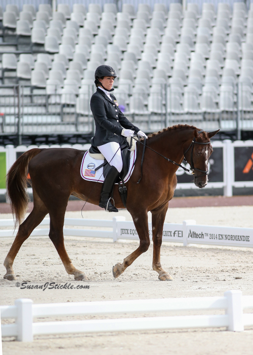 Grade Ia rider Roxanne Trunnell is ending Nice Touch's career on a high note: the 19-year-old mare will retire after this, her first World Equestrian Games. Photo copyright SusanJStickle.com