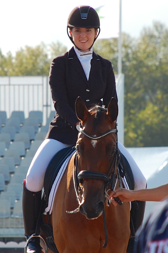 Angela Peavy beams aboard Ozzy Cooper after her Grade III Individual test.  Credit: Jennifer Bryant