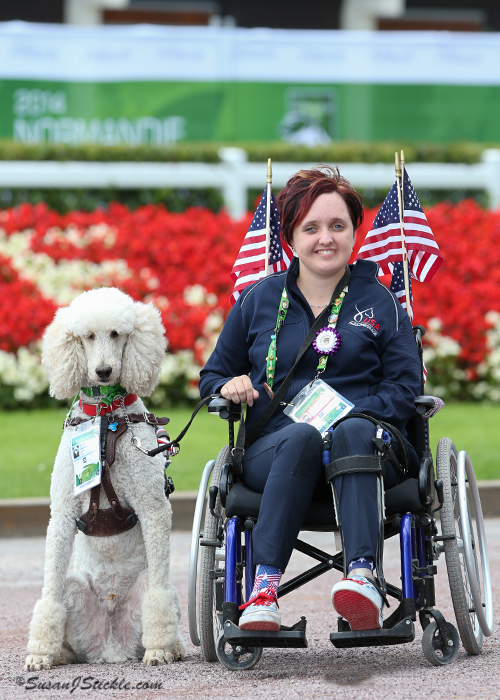 Sydney Collier and her dog Journey. Collier's dog Journey became a media sensation at the 2014 Alltech FEI World Equestrian Games. Photo copyright SusanJStickle.com