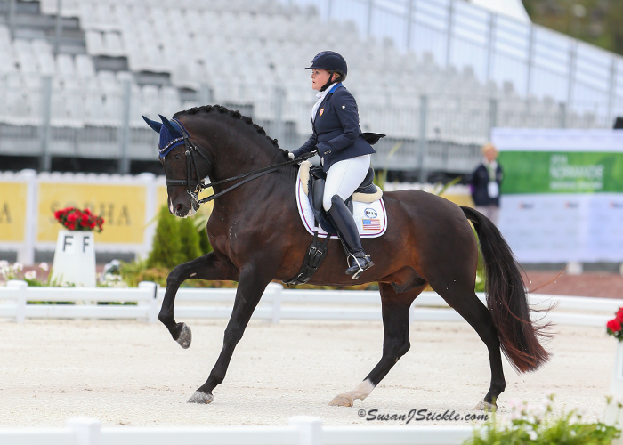 The stallion Kamiakan (with Grade IV rider Susan Treabess) is the first PRE ever to compete on a United States equestrian team